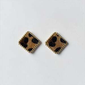 Leopard Print Square Stud Earrings